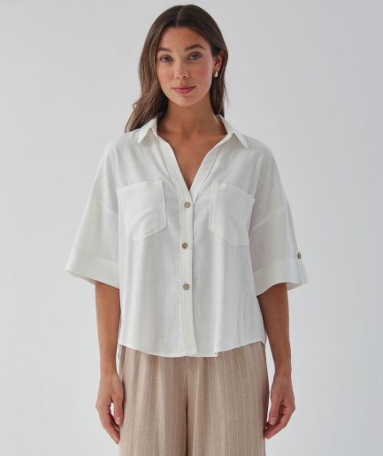 Camisa Lino con Bolsillo