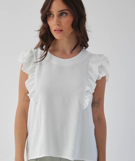 Blusa Crepe con Volado