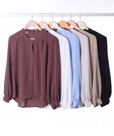 Camisa Crepe Cuello Mao